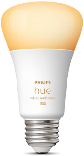 Phillips hue lightbulb lit up.